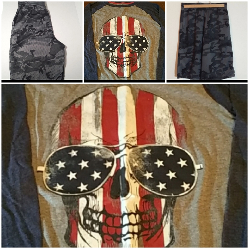 Skull Shirt & Camo Shorts